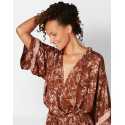 Kimono imprimé en viscose CASAMANCE 560 choco/rose