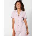 Cropped, striped pyjamas in cotton elastane TOUDOUX 506 violet ecru