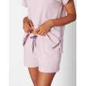 Short, pinstripe pyjamas in cotton elastane TOUDOUX 500 violet ecru