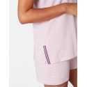 Pyjama short rayé en coton élasthanne TOUDOUX 500 parme/écru