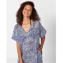 Kaftan en voile de coton imprimé PALM SPRINGS 540 bleu