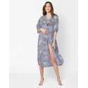 Shirt-style dress in patterned cotton voile PALM SPRINGS 505 blue