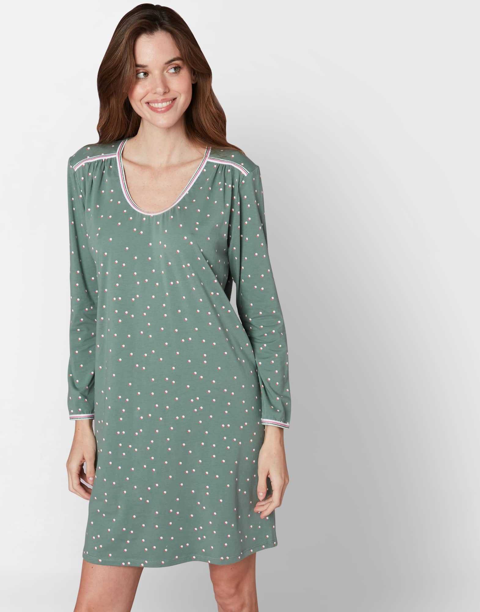 Patterned nightshirt in cotton elastane MORNING 501 bamboo