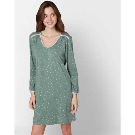 Chemise de nuit imprimée en coton élasthanne MORNING 501 bambou