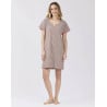 Chemise de nuit rayée en coton élasthanne TOUDOUX 501 choco/écru