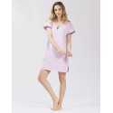 Striped nightdress in cotton elastane TOUDOUX 501 violet ecru