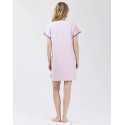 Striped nightdress in cotton elastane TOUDOUX 501 violet ecru