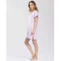 Striped nightdress in cotton elastane TOUDOUX 501 violet ecru