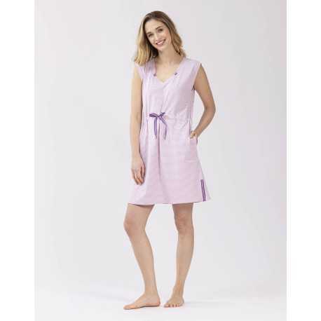 Robe rayée en coton élasthanne TOUDOUX 540 parme/écru