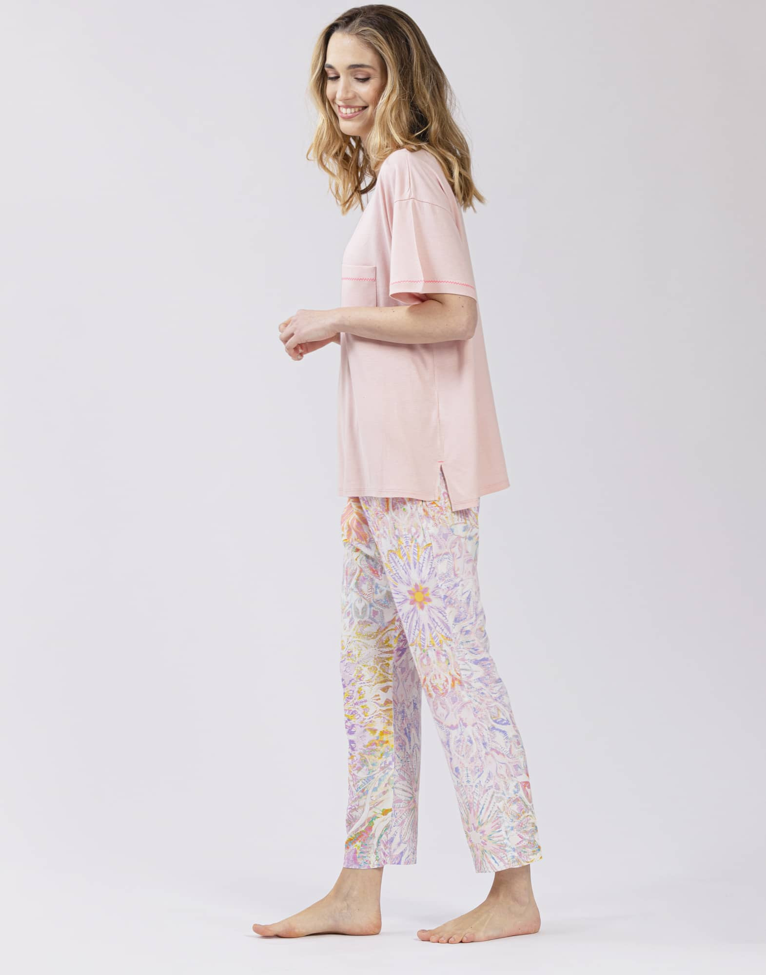 Pyjama femme style sportswear - Rose en viscose