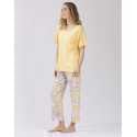 Cropped cotton-modal and viscose pyjamas FANCY 502 in honey