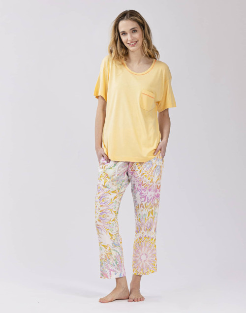 Pyjama 7/8° en coton-modal et viscose FANCY 502 miel