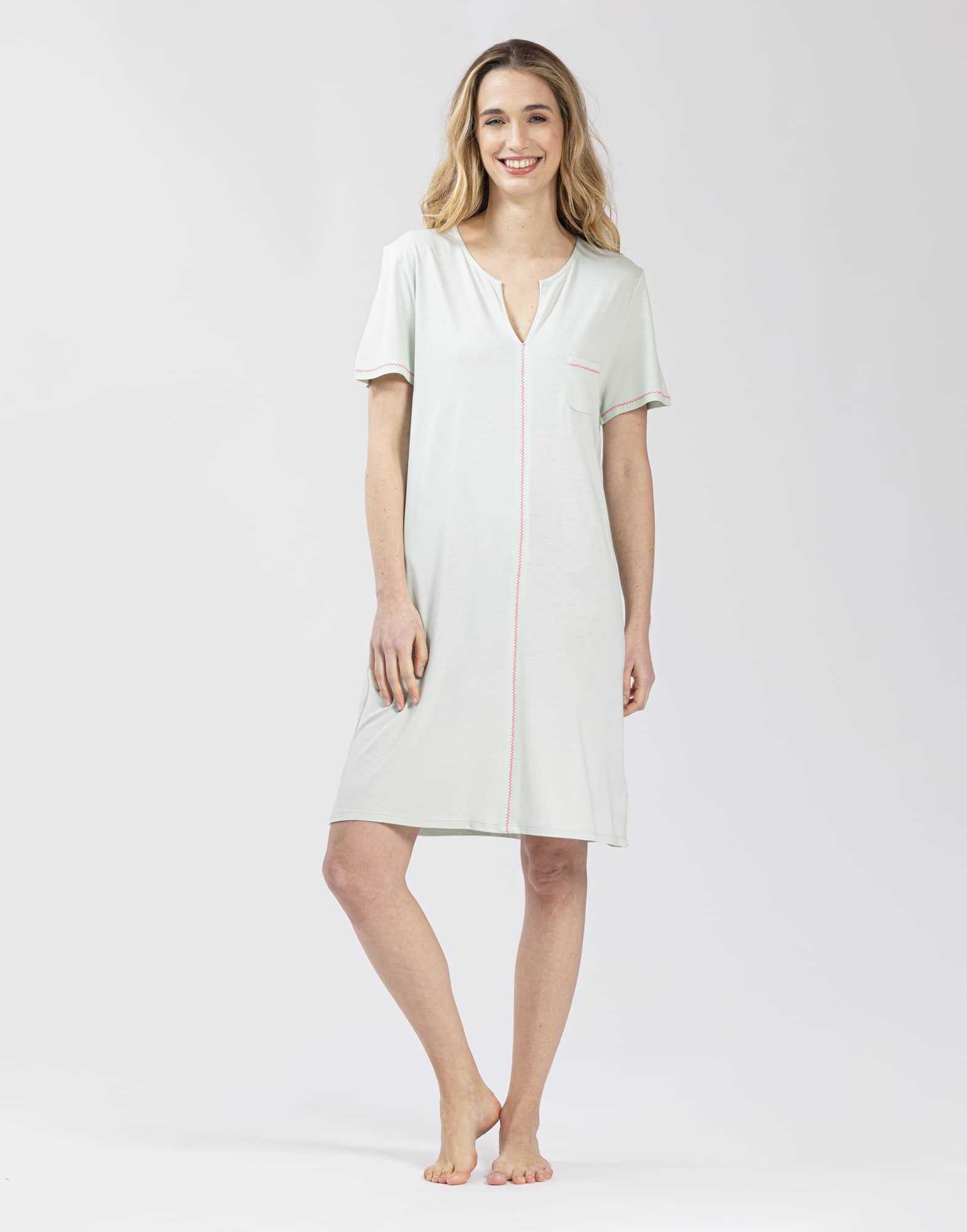 Cotton-modal nightshirt FANCY 521 in mint| Lingerie le Chat