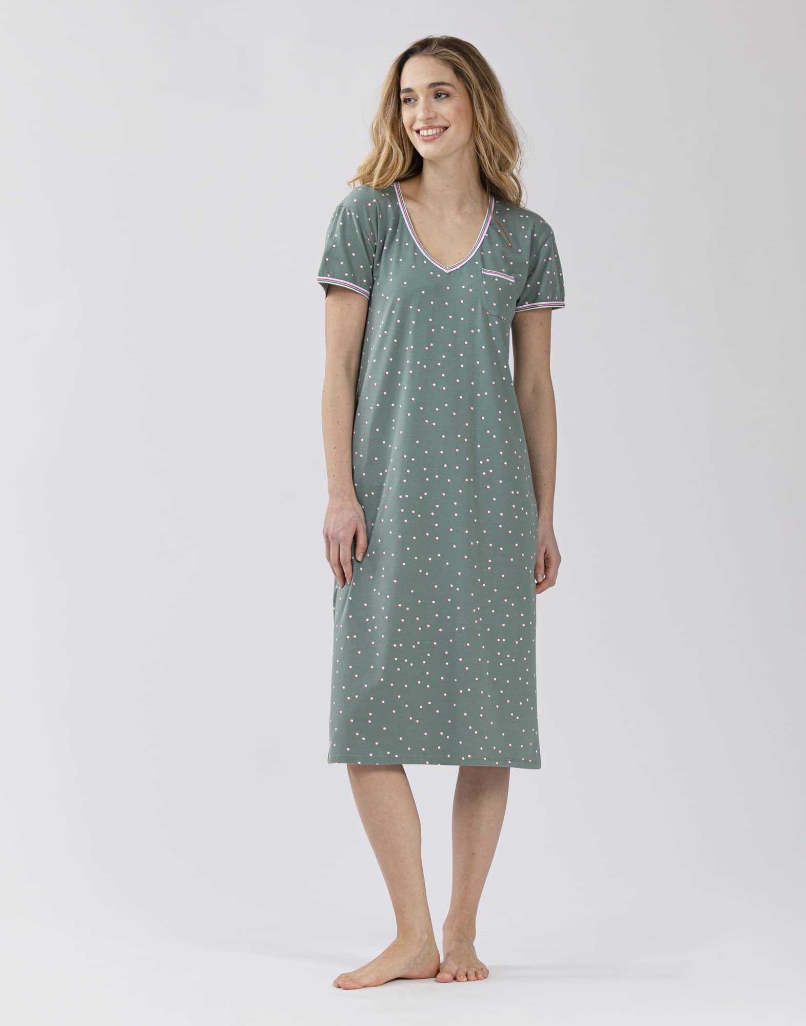 Long patterned nightshirt in cotton elastane MORNING 511 bamboo