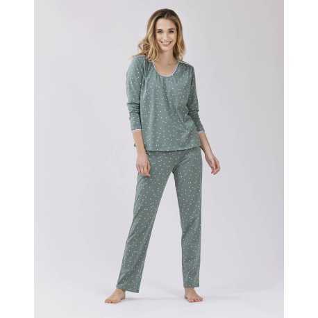 Pyjama imprimé en coton élasthanne MORNING 502 bambou