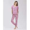 Patterned cropped pyjamas in viscose-elastane COACHELLA 502  blackcurrant