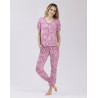 Pyjama 7/8° en viscose élasthanne imprimé COACHELLA 502 cassis