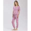 Patterned cropped pyjamas in viscose-elastane COACHELLA 502  blackcurrant