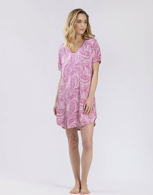 Chemise de nuit en viscose élasthanne imprimée COACHELLA 501 cassis