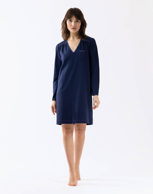 100% cotton interlock nightdress ALBA 601 navy blue