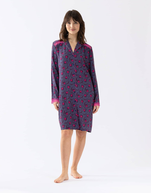 Nightshirt ALBA 605 100% viscose multicolour print | Lingerie le Chat