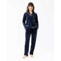 Velour pyjamas ALBA 612 navy blue | Lingerie le Chat