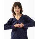 100% cotton interlock long nightdress HOLLY 611 navy blue