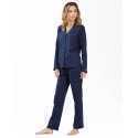 100% cotton interlock buttoned pyjamas HOLLY 606 navy blue