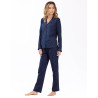 100% cotton interlock buttoned pyjamas HOLLY 606 navy blue