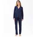 100% cotton interlock buttoned pyjamas HOLLY 606 navy blue