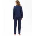 100% cotton interlock buttoned pyjamas HOLLY 606 navy blue