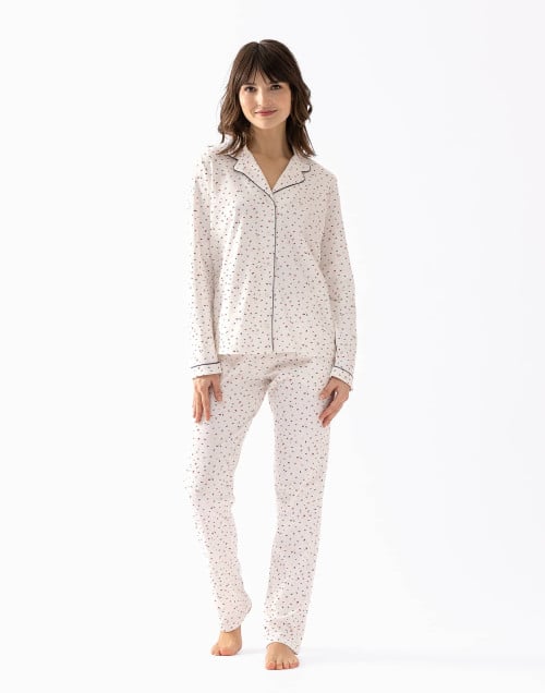 Pyjama boutonné en coton écru HOLLY 606 écru