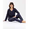 100% cotton interlock pyjamas HOLLY 602 navy blue