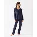 100% cotton interlock pyjamas HOLLY 602 navy blue