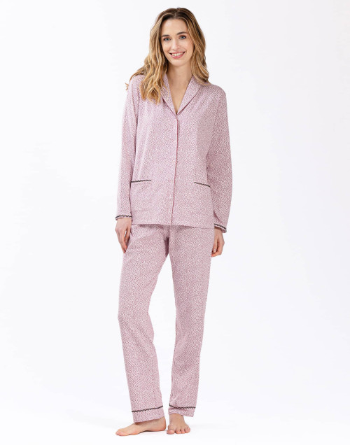 Buttoned jersey fabric pyjamas FOREVER 606  pink| Lingerie le Chat