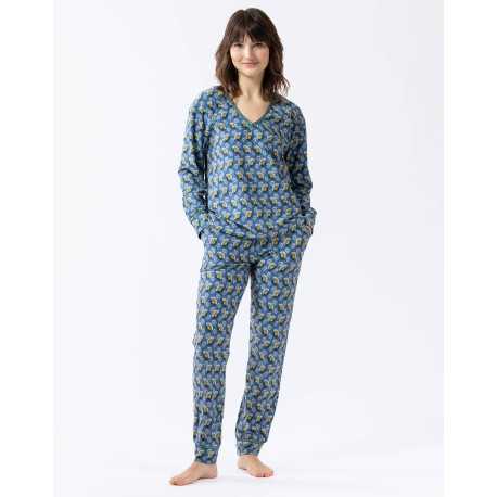 Jersey fabric pyjamas ZOÉ 602 blue | Lingerie le Chat