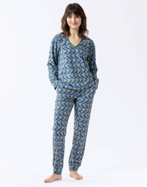 Pyjama en jersey imprimée bleu ZOÉ 602 bleu | Lingerie le Chat