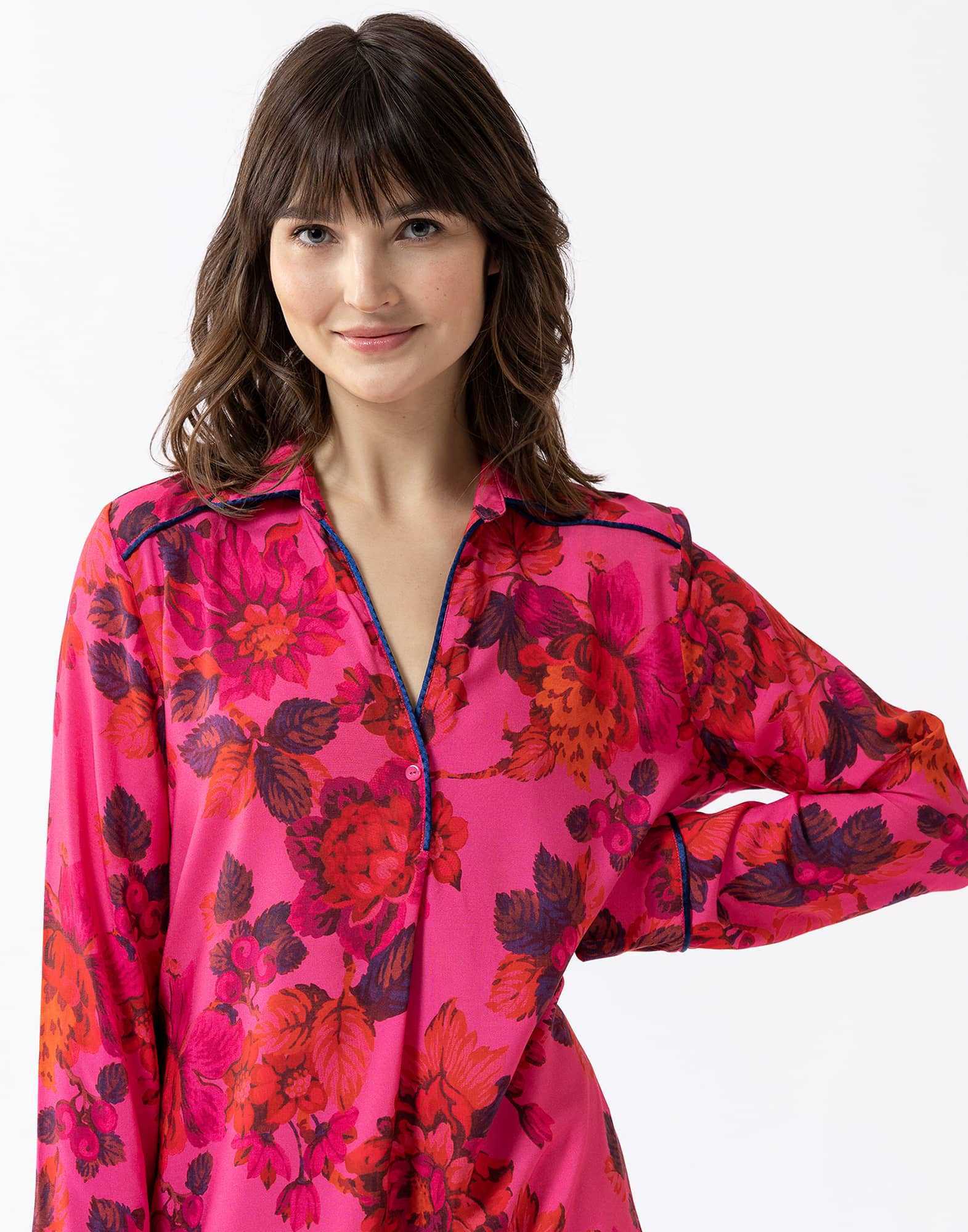 Nightshirt TESS 605 100% viscose multicolour print | Lingerie le Chat