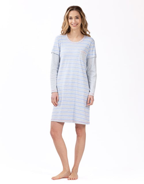 100% cotton nightdress HYGGE 601 sky blue