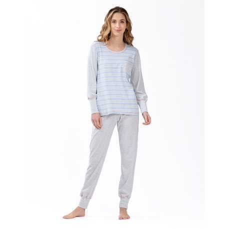 100% cotton interlock pyjamas HYGGE 602 sky blue | Lingerie le Chat