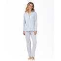 100% cotton interlock buttoned pyjamas HYGGE 606 sky blue | Lingerie le Chat