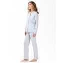 100% cotton interlock buttoned pyjamas HYGGE 606 sky blue | Lingerie le Chat