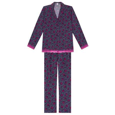 Buttoned pyjamas ALBA 606 100% viscose multicolour print| Lingerie le Chat