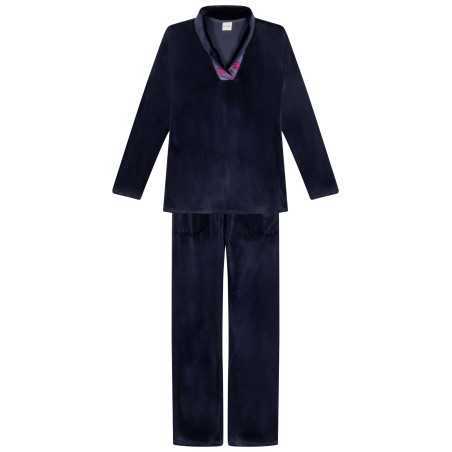 Velour pyjamas ALBA 612 navy blue | Lingerie le Chat