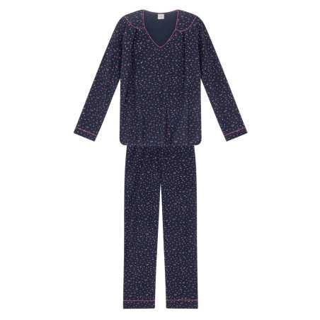 100% cotton interlock pyjamas HOLLY 602 navy blue