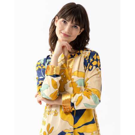 Nightshirt FOUGÈRES 605 100% viscose multicolour print | Lingerie le Chat