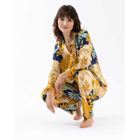 Buttoned Pyjamas FOUGÈRES 606 100% viscose multicolour print | Lingerie le Chat