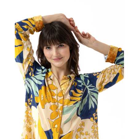 Buttoned Pyjamas FOUGÈRES 606 100% viscose multicolour print | Lingerie le Chat