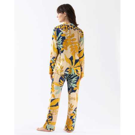 Buttoned Pyjamas FOUGÈRES 606 100% viscose multicolour print | Lingerie le Chat