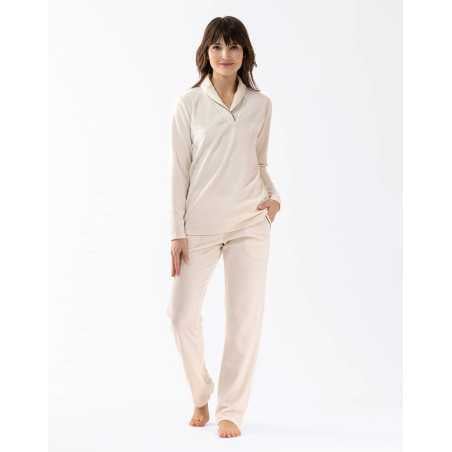 Pyjama en velours GABRIELLE 602 écru | Lingerie le Chat